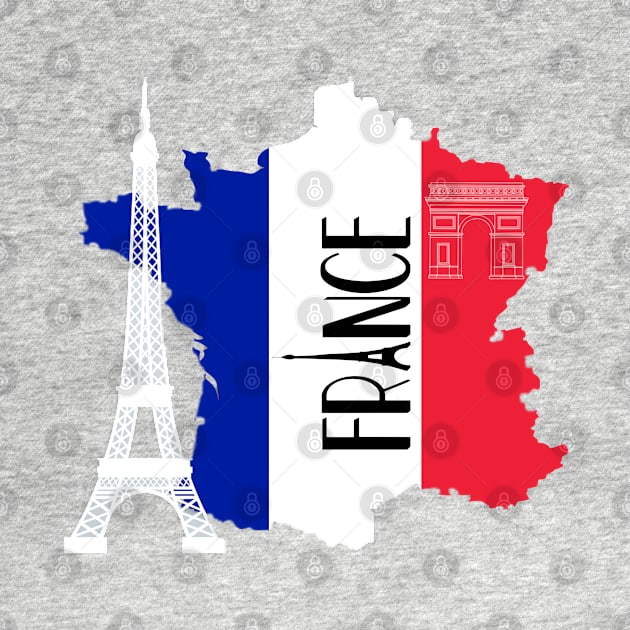 France Map Eiffel Tower by STYLISH CROWD TEES